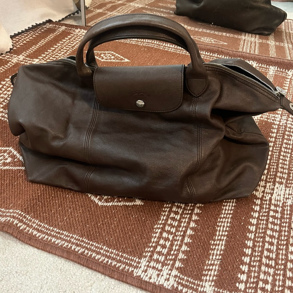 Longchamp sheep Leather bag Brown